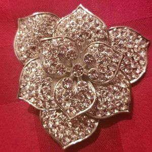 Faux Diamond Rose Pin